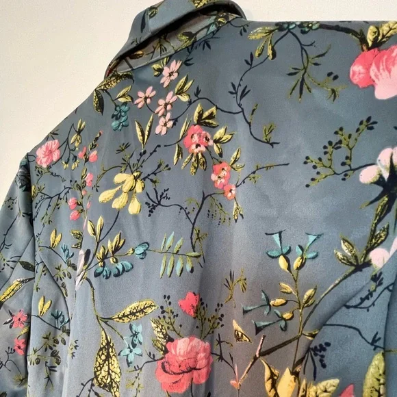 Loft floral/blue satin open front tie Blazer - Picture 6 of 9